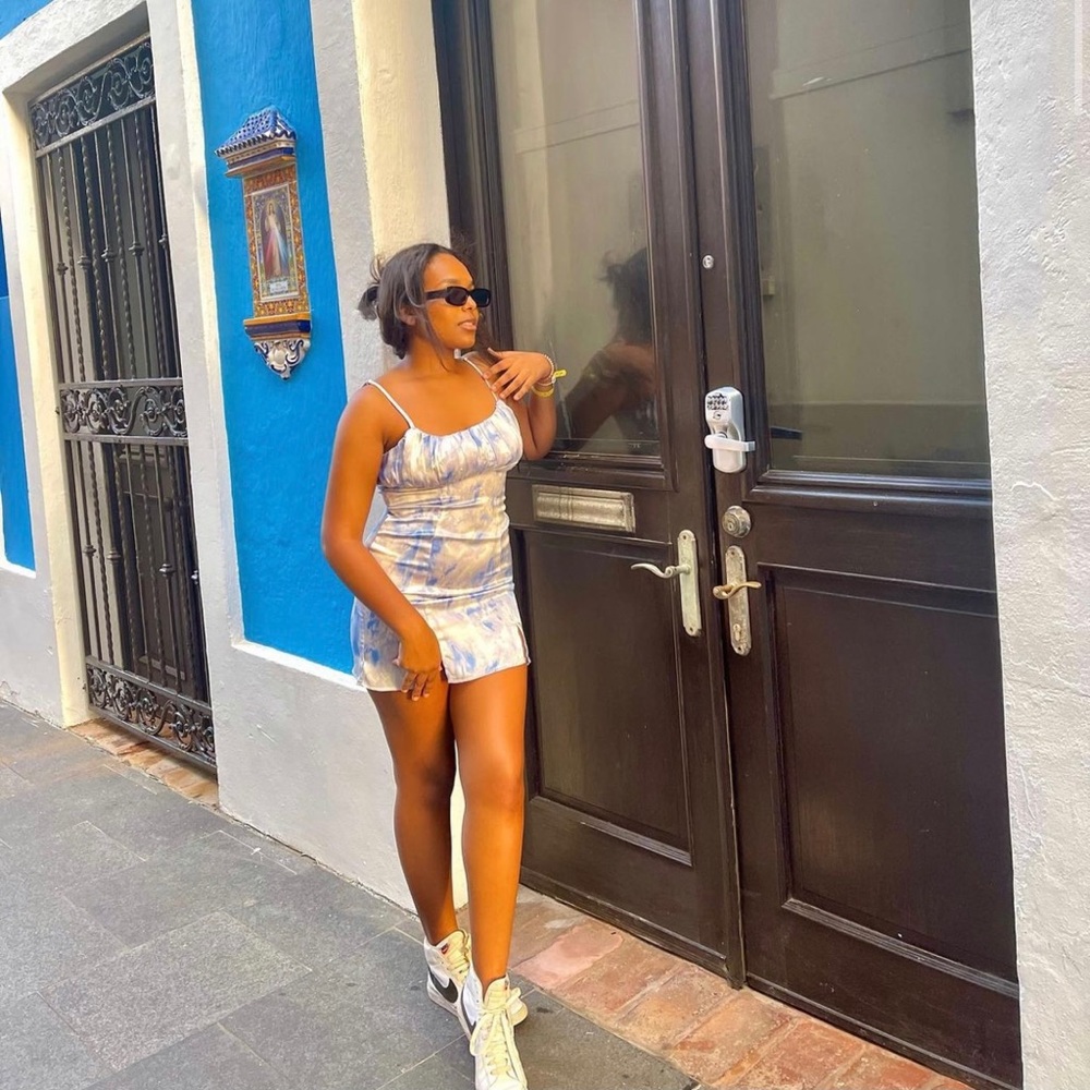 Blue tie dye dress